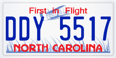 NC license plate DDY5517