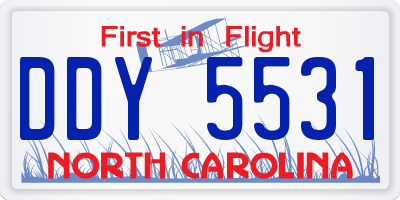 NC license plate DDY5531