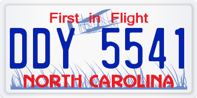NC license plate DDY5541