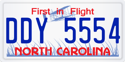 NC license plate DDY5554
