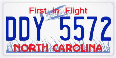NC license plate DDY5572