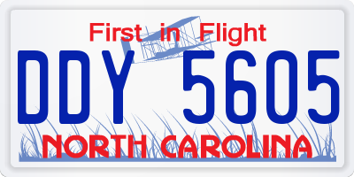 NC license plate DDY5605