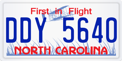 NC license plate DDY5640