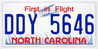 NC license plate DDY5646