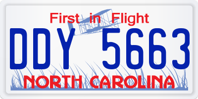 NC license plate DDY5663