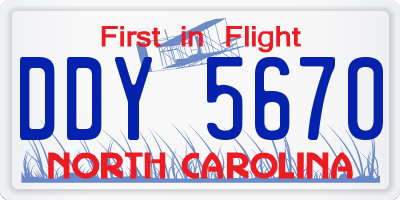 NC license plate DDY5670