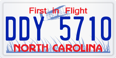 NC license plate DDY5710