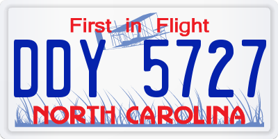 NC license plate DDY5727
