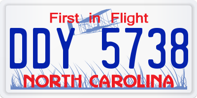NC license plate DDY5738
