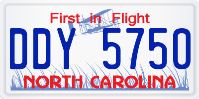 NC license plate DDY5750