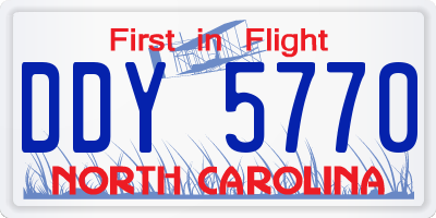 NC license plate DDY5770