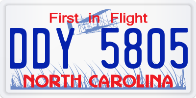 NC license plate DDY5805