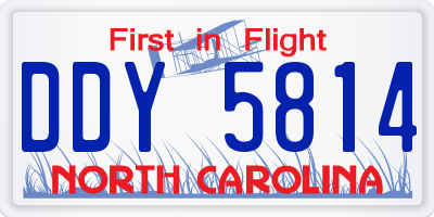 NC license plate DDY5814