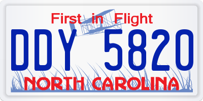 NC license plate DDY5820
