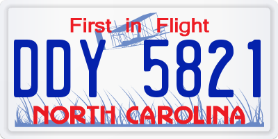 NC license plate DDY5821
