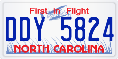 NC license plate DDY5824