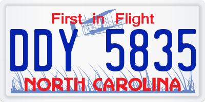 NC license plate DDY5835