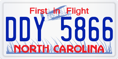 NC license plate DDY5866