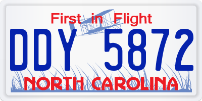 NC license plate DDY5872