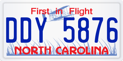 NC license plate DDY5876