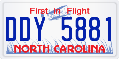 NC license plate DDY5881