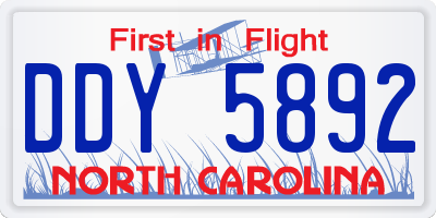 NC license plate DDY5892