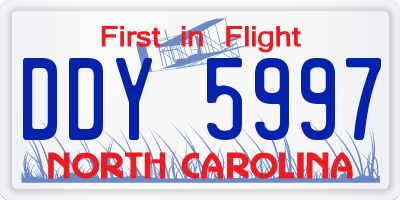 NC license plate DDY5997