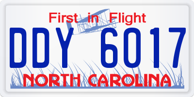 NC license plate DDY6017