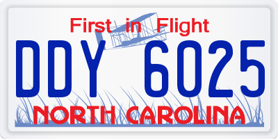 NC license plate DDY6025