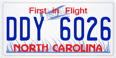 NC license plate DDY6026