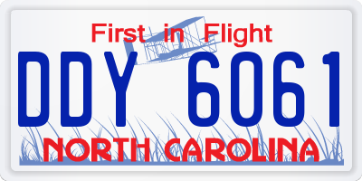 NC license plate DDY6061