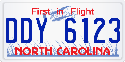 NC license plate DDY6123