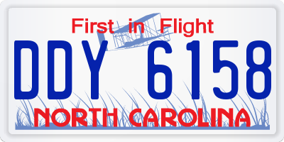 NC license plate DDY6158