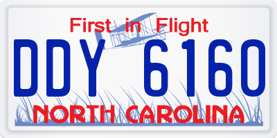 NC license plate DDY6160