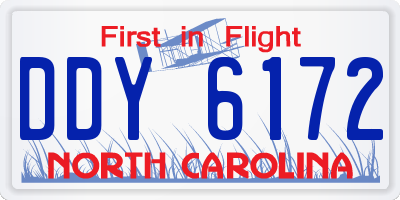 NC license plate DDY6172
