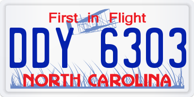 NC license plate DDY6303