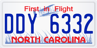NC license plate DDY6332