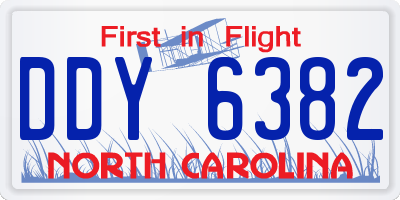 NC license plate DDY6382