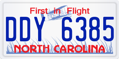 NC license plate DDY6385