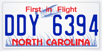 NC license plate DDY6394
