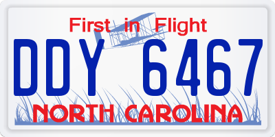 NC license plate DDY6467