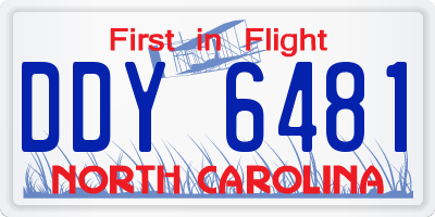 NC license plate DDY6481