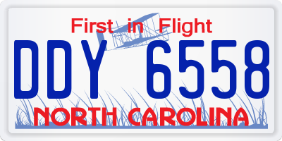 NC license plate DDY6558