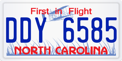NC license plate DDY6585