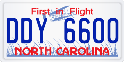 NC license plate DDY6600