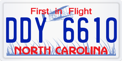 NC license plate DDY6610
