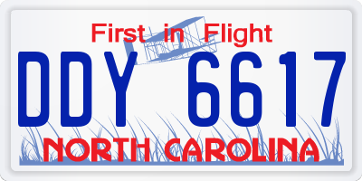 NC license plate DDY6617