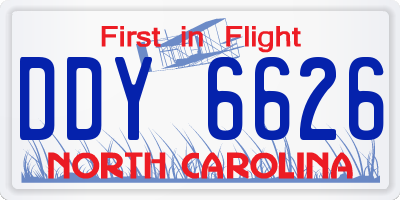 NC license plate DDY6626