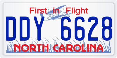 NC license plate DDY6628