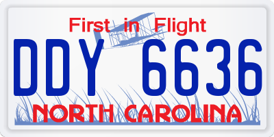 NC license plate DDY6636